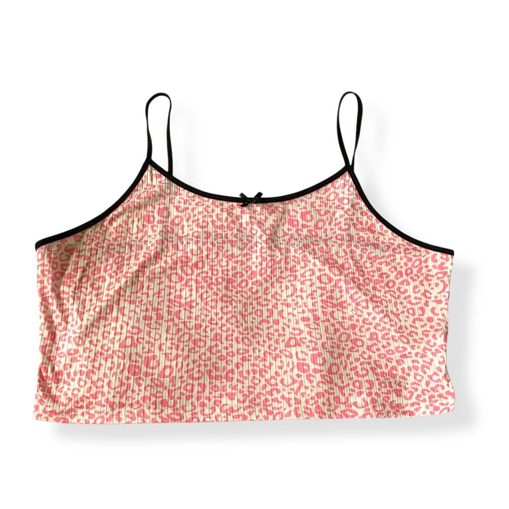 3/$20 NWOT SHEIN women's hot pink leopard print ribbed cami crop top 3X 3XL